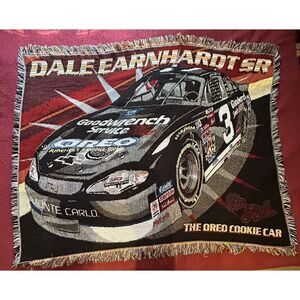 Vtg Dale Earnhardt Sr Throw Intimidator #3 Oreo Car NASCAR Tapestry Afghan 58x44